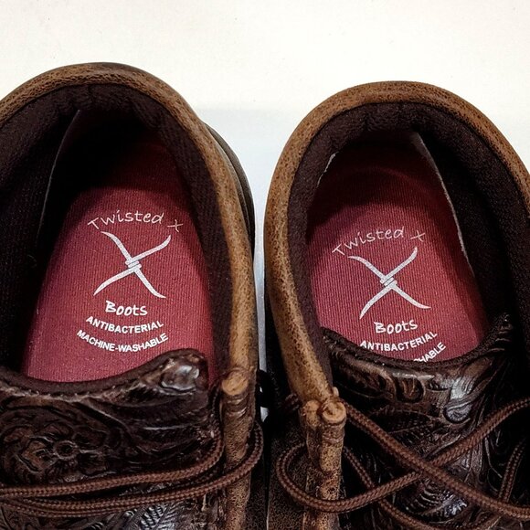 Twisted X Boots Chukka Driving Moc Sz 6M Floral Embossed Genuine Leather WDM0079 - Picture 10 of 11